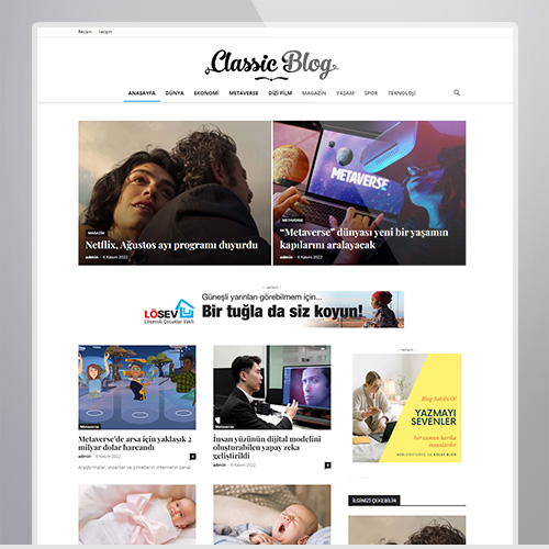 Klasik görünümlü hazır blog sitesi tasarımı